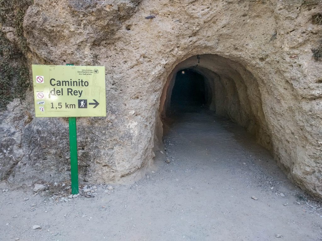 Entrance to pedestrian tunnel El Caminito del Rey Spain